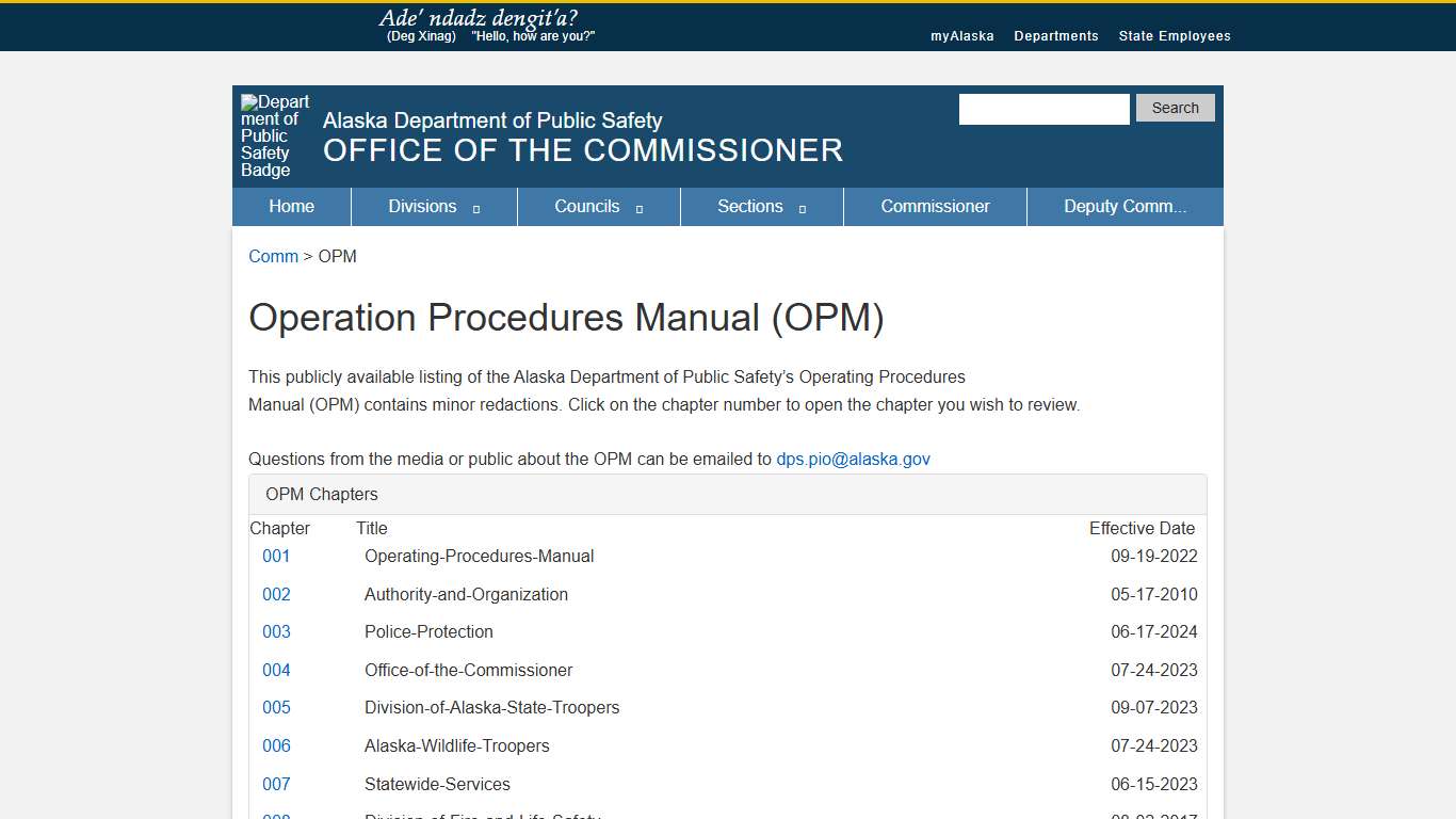 OPM - Comm - Alaska Department of Public Safety